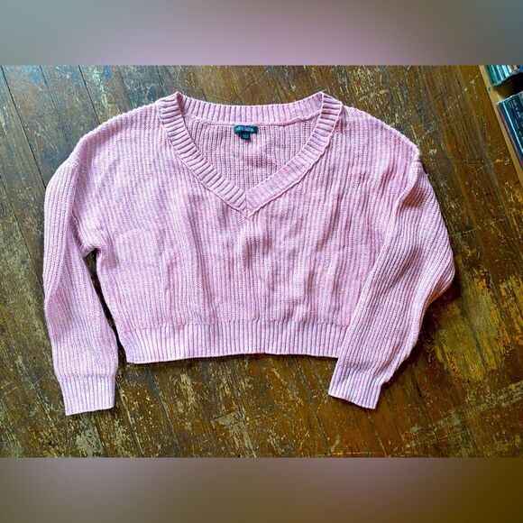 Wild Fable Pink Cropped Longsleeve Sweater Size LG - Picture 1 of 9